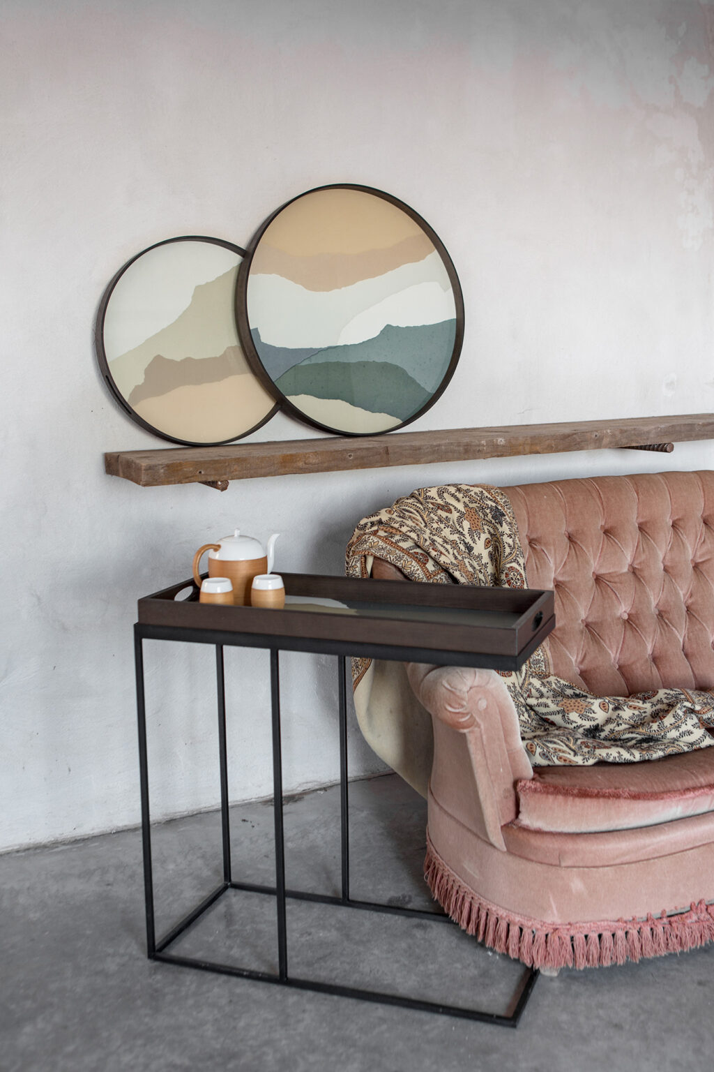 Vassoio decorativo moderno in marmo rotondo beige Accessori per la casa Itea